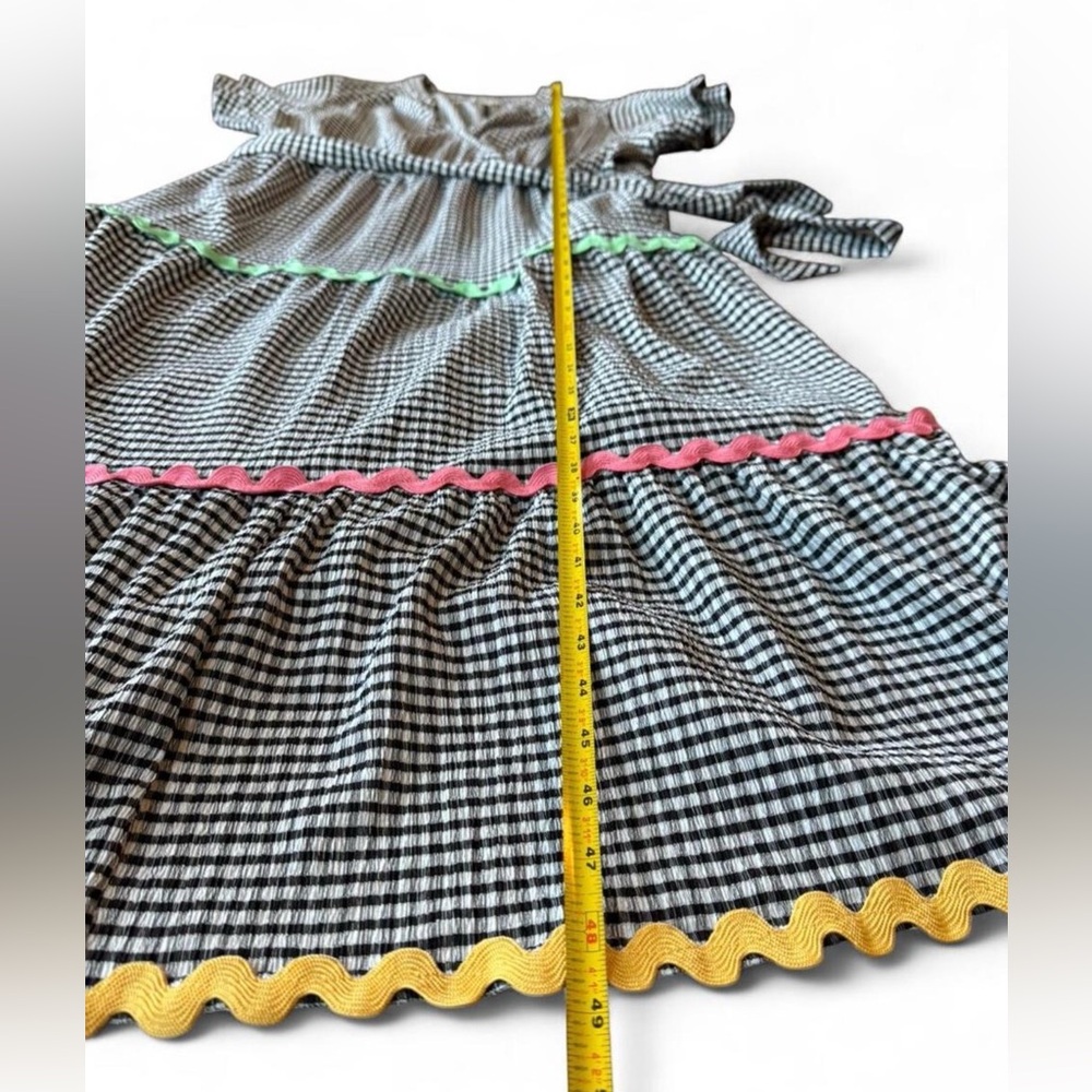 Cato Gingham Maxi Dress 14/16W Ric Rac Trim Tiered Cottagecore Tie Waist Plus - Picture 4 of 6